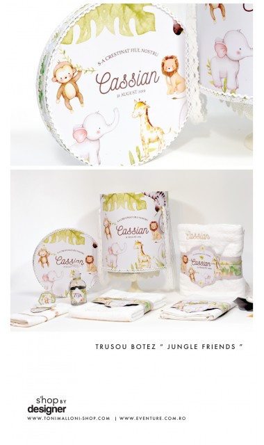 Trusou de botez brodat pentru baieti cu broderie personalizata, Cartea Junglei 8
